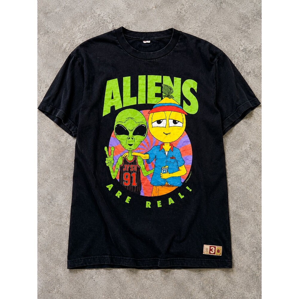 Aliens Are Real T Shirt Mens M Black Alien Graphic Lyrical Lemonade Hip Hop